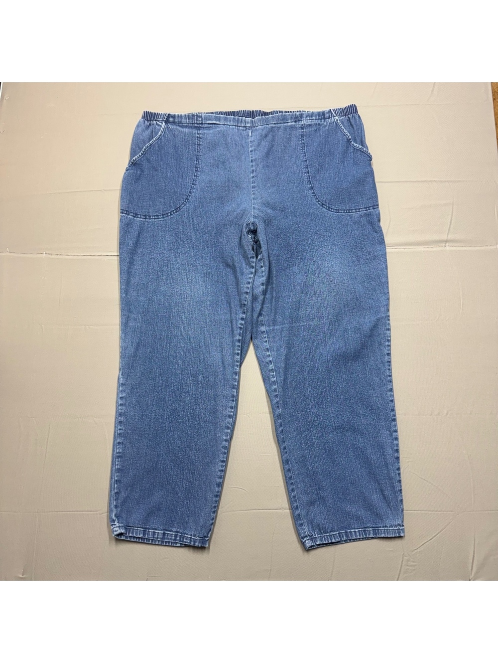 Just My Size Womens Elastic Waist Denim Pull On Pants Size 22W Blue Comfort Mom